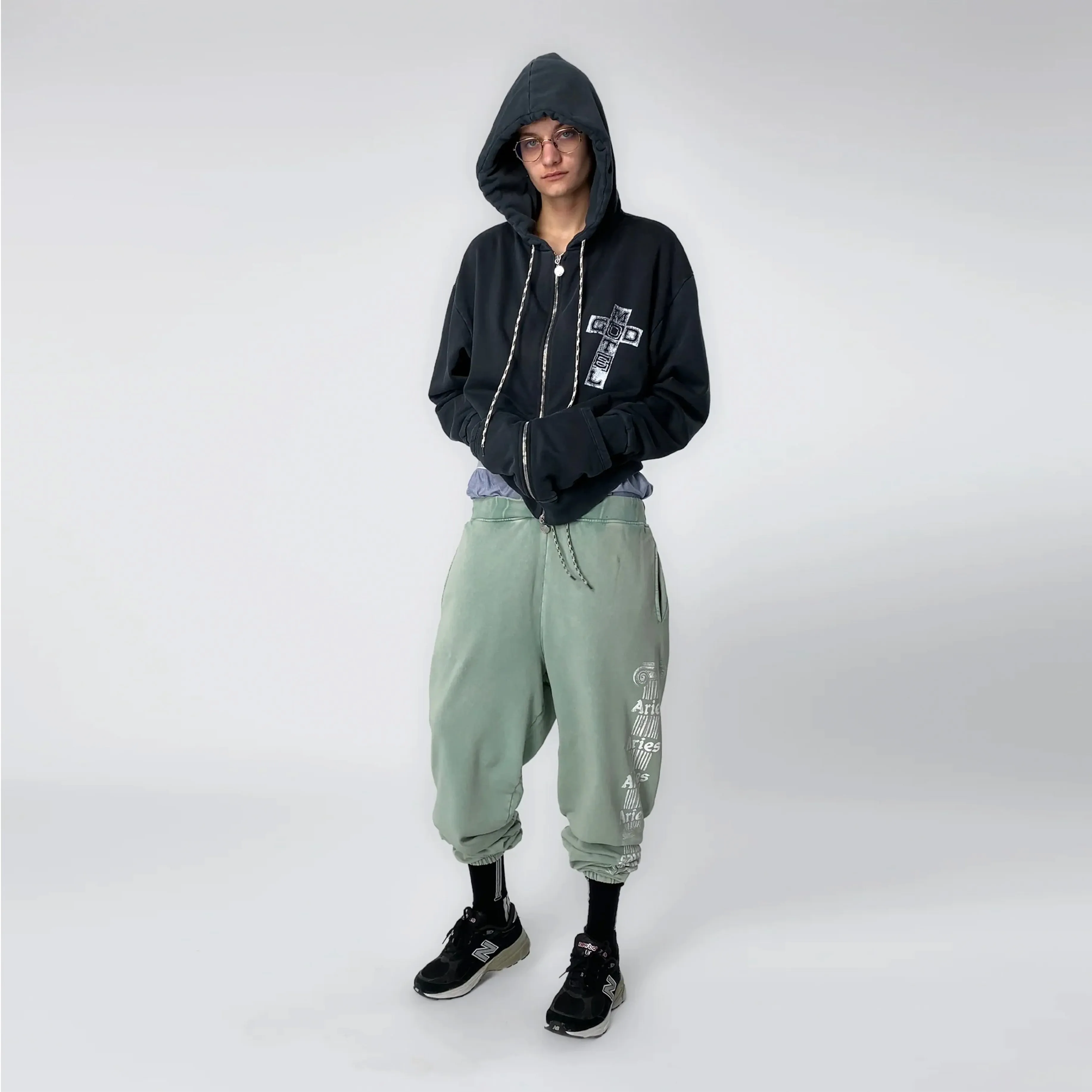 Aries Womens Aged Ancient Column Sweatpant Green