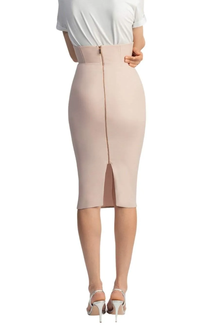 Beige Corset High Waist Skirt