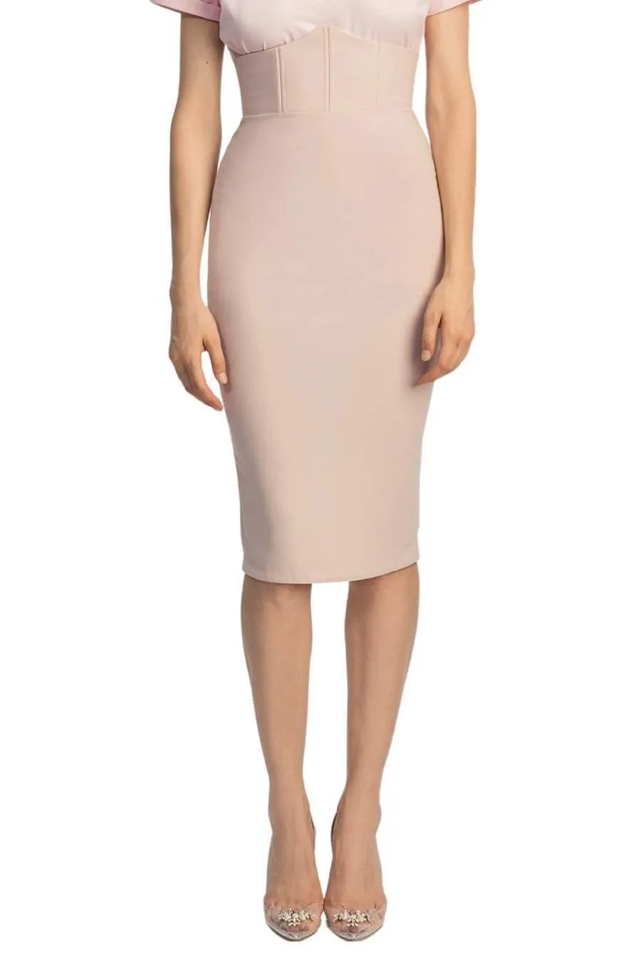 Beige Corset High Waist Skirt