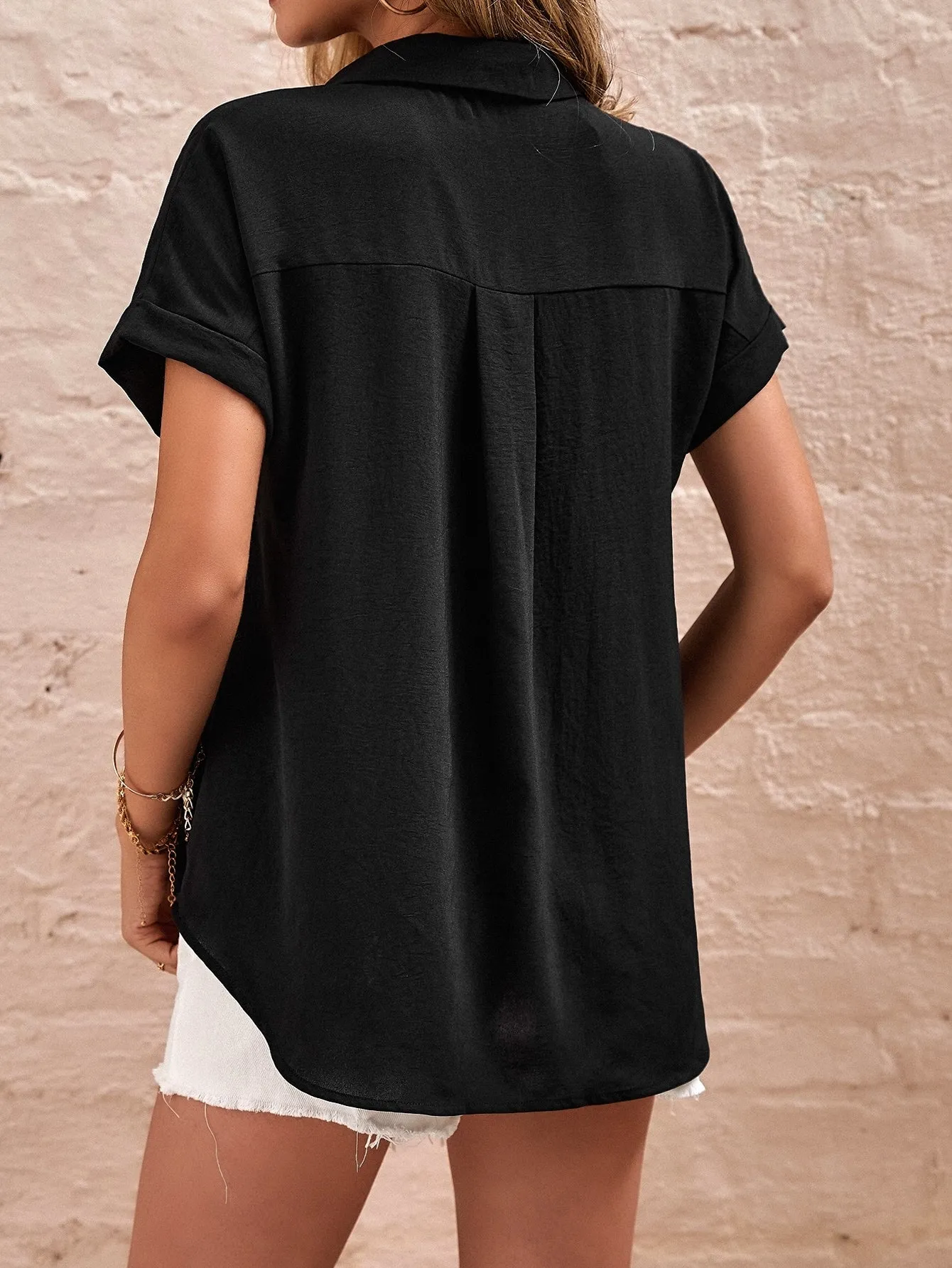Blouse with Patched Pocket