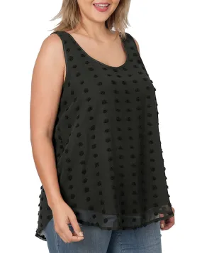 Curvy Swiss Dot Twilight Tank Top (Black)