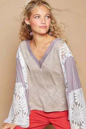 ONLINE EXCLUSIVE POL Lace Detail V-Neck Flare Sleeve Blouse