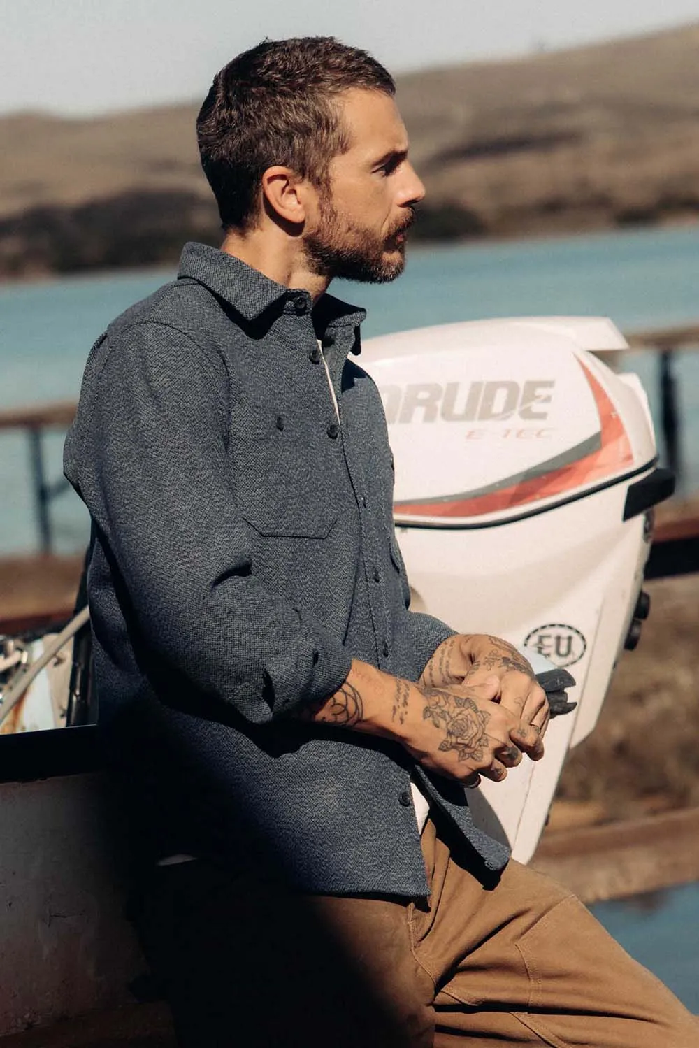 THE UTILITY SHIRT Indigo Ash Wool Canvas