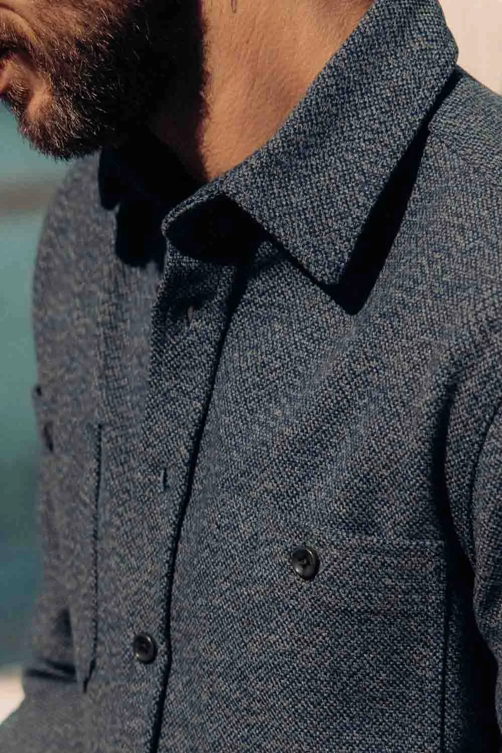 THE UTILITY SHIRT Indigo Ash Wool Canvas