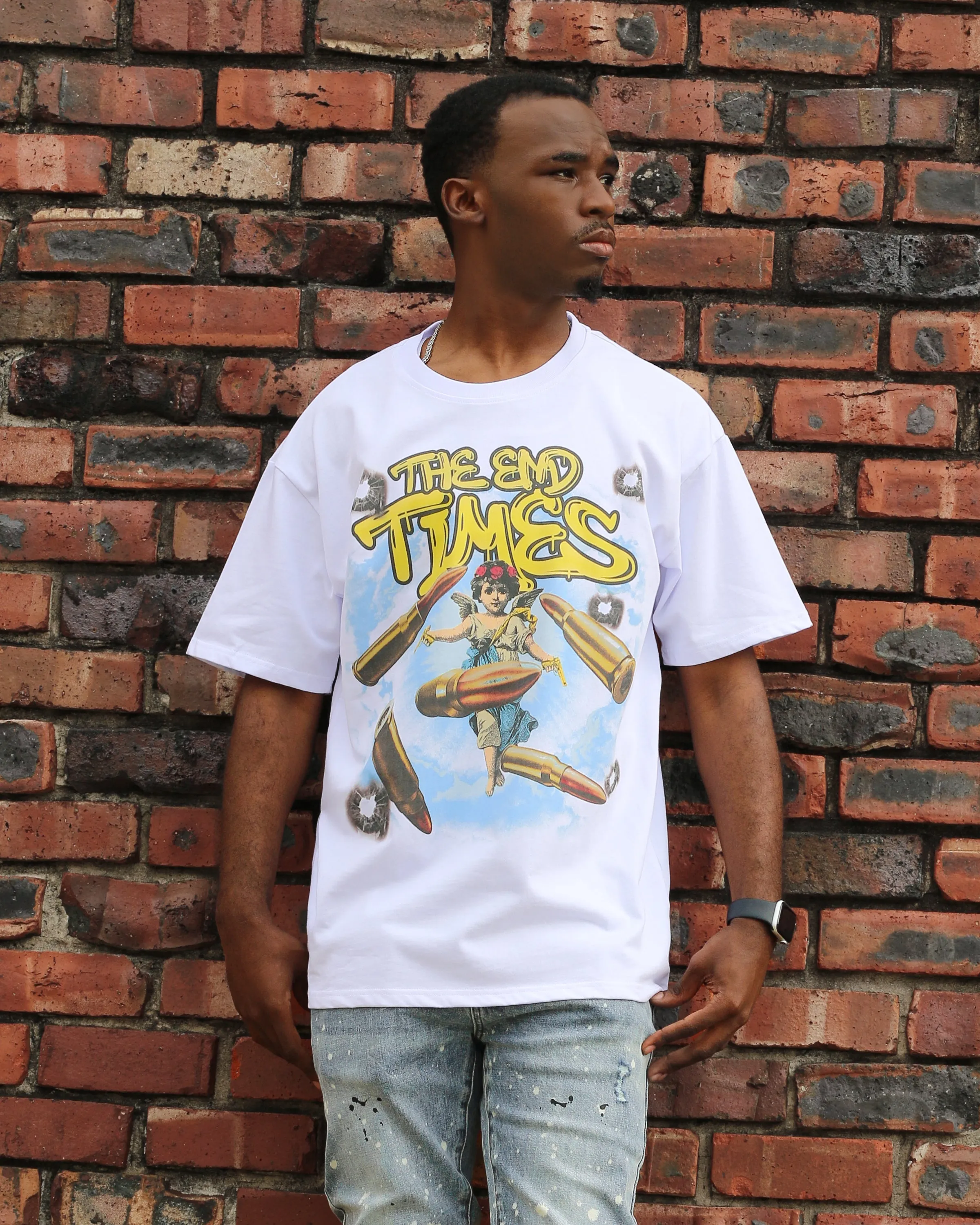 Trinity Kays Kulture The End Times Graphic T shirt In White