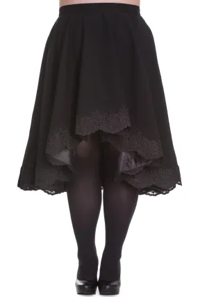 Victorian Goth Punk Rockabilly Black Lace Trimmed Full Circle Skirt