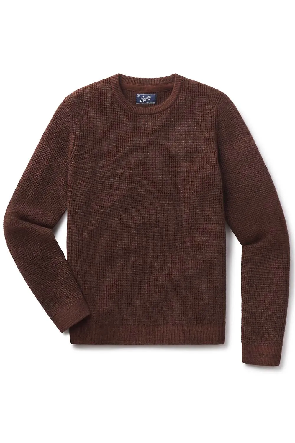 WAFFLE STITCH CREW SWEATER Brown