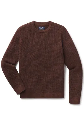 WAFFLE STITCH CREW SWEATER Brown