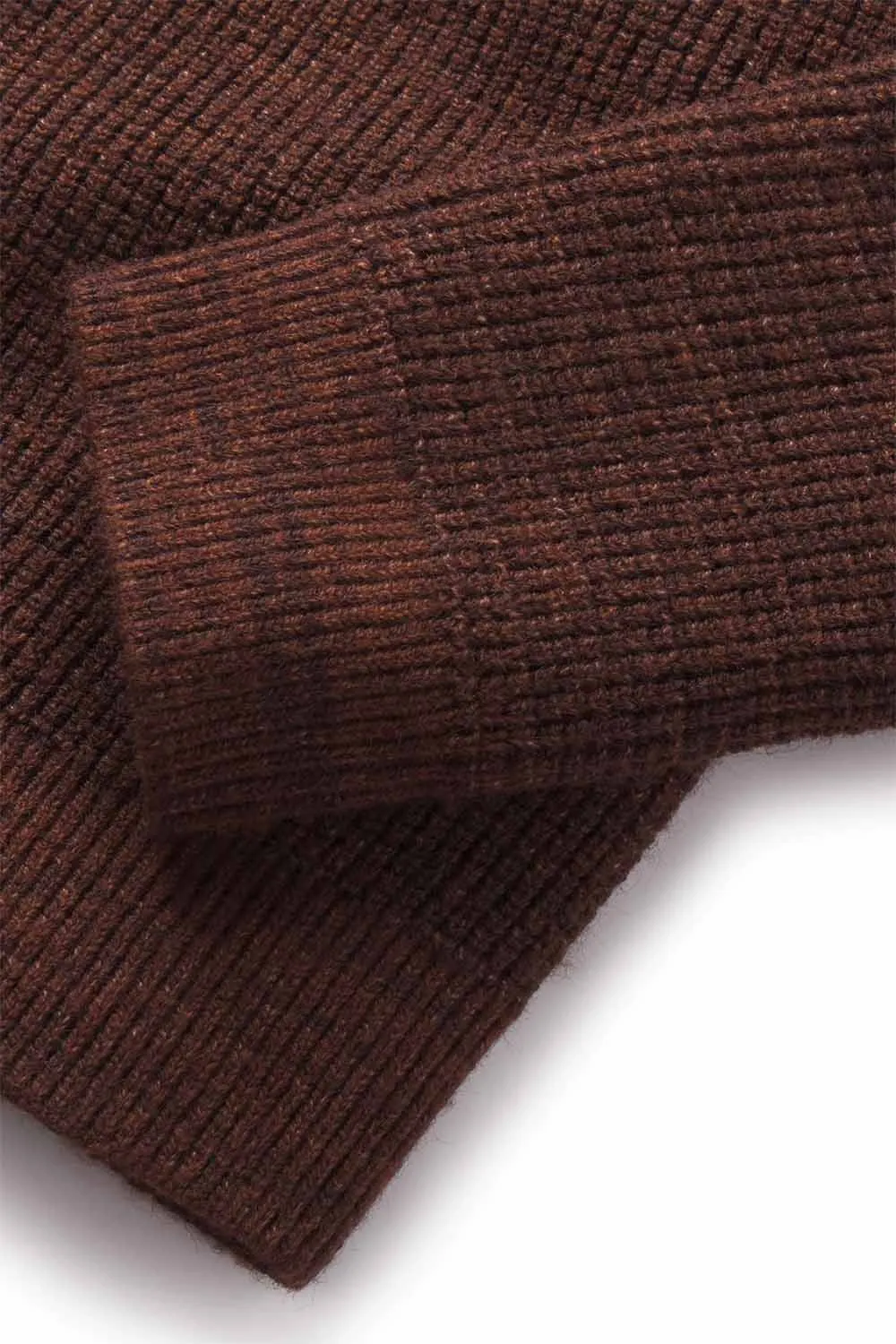 WAFFLE STITCH CREW SWEATER Brown